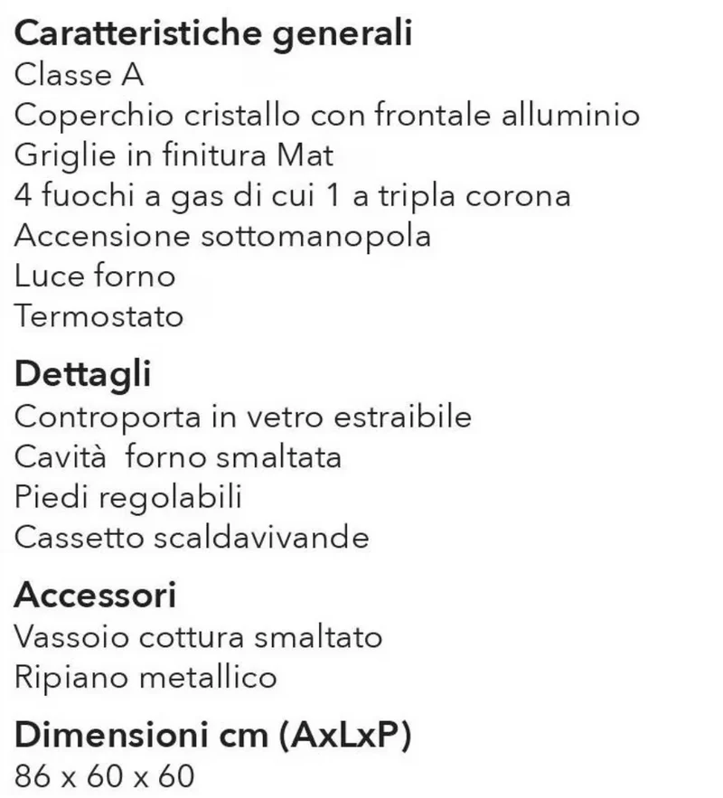 Ⓜ️🔵🔵🔵 SCHAUB LORENZ SS461EW - Cucina BIANCA 4 fuochi gas di cui uno tripla corona, sicur gas, 60x60cm, forno elettrico multifunzione ventilato, coperchio vetro, classe A