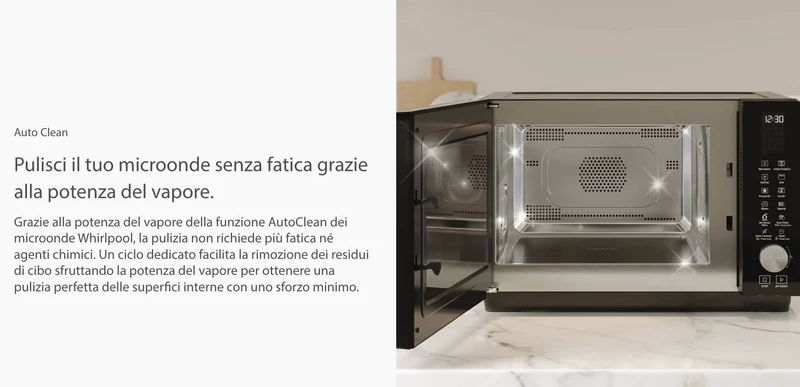 Ⓜ️🔵🔵🔵 Whirlpool MCP 345 SL - Forno a Microonde con grill, nero e argento, funzione AUTO CLEAN e CRISP, elettronico, 25 litri, potenza 800W