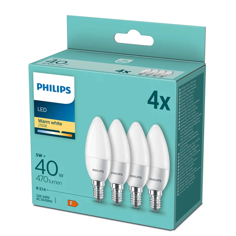 Philips Lampadina Dis Led Candela 40W E14 2700K 4Pz