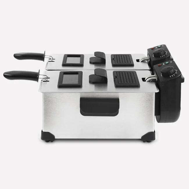Ⓜ️🔵🔵🔵 H.Koenig DFX600 - Friggitrice doppio cestello, acciaio inox, professionale, 6 litri