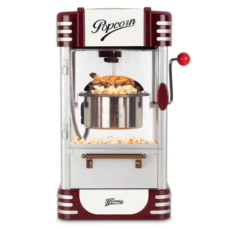 Ⓜ️🔵🔵🔵 H.Koenig POP330 - Macchina per pop corn, luce interna per mantenerli caldi, design retró, capiente e bella da vedere!