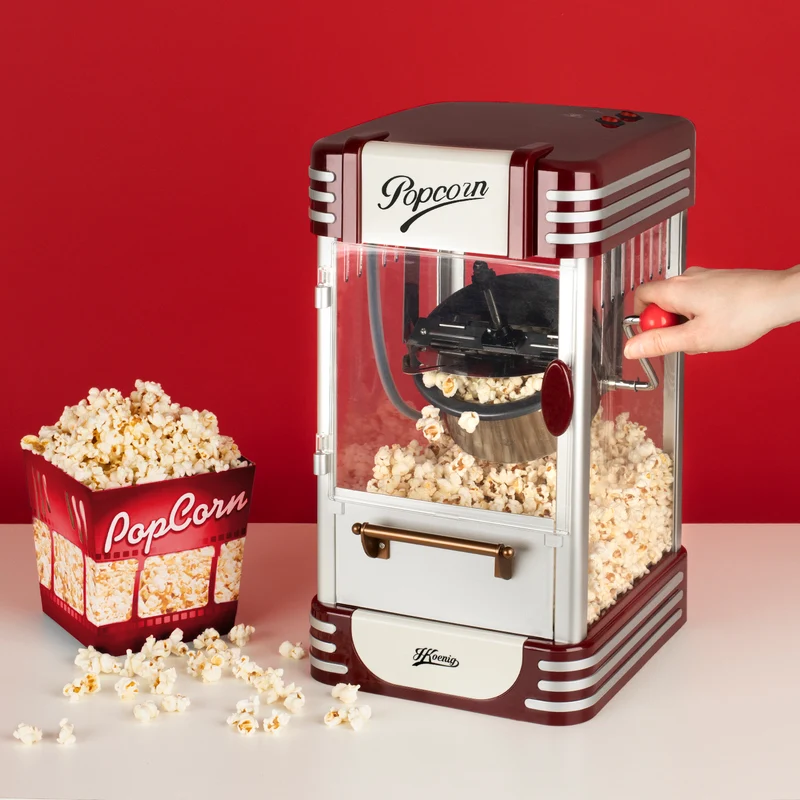 Ⓜ️🔵🔵🔵 H.Koenig POP330 - Macchina per pop corn, luce interna per mantenerli caldi, design retró, capiente e bella da vedere!