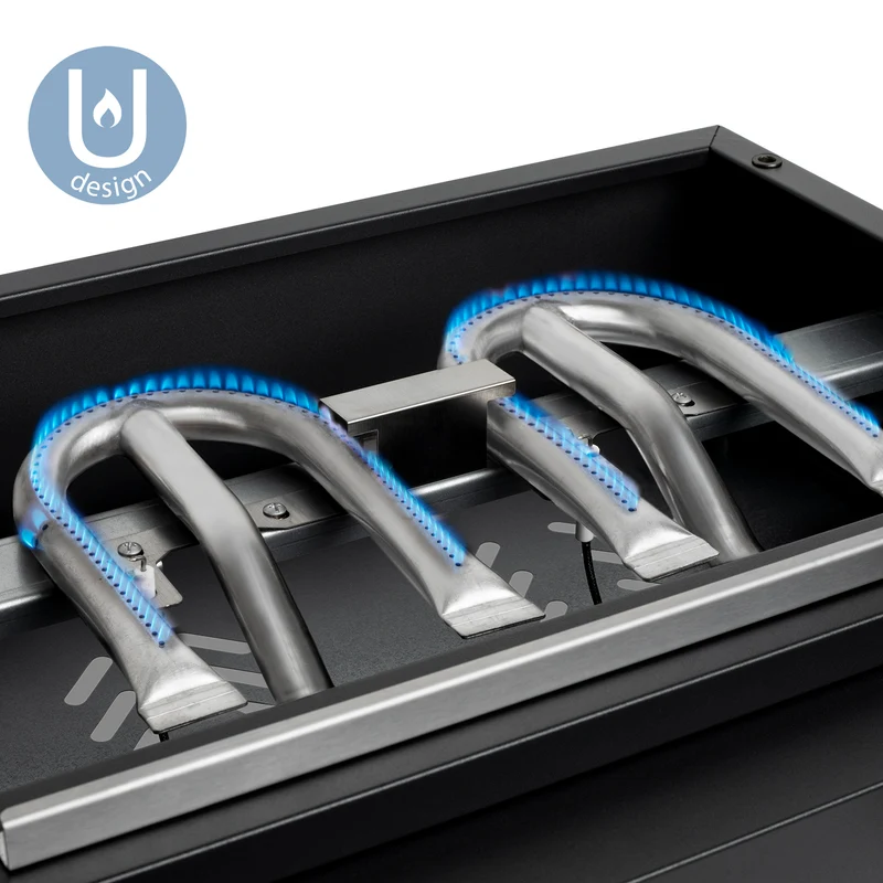 Ⓜ️🔵🔵🔵 H.Koenig PLX1032 - Piastra a gas ALTISSIMA QUALITÀ, tutta in GHISA SMALTATA NERA, piastra pesante alto spessore, 3 bruciatori