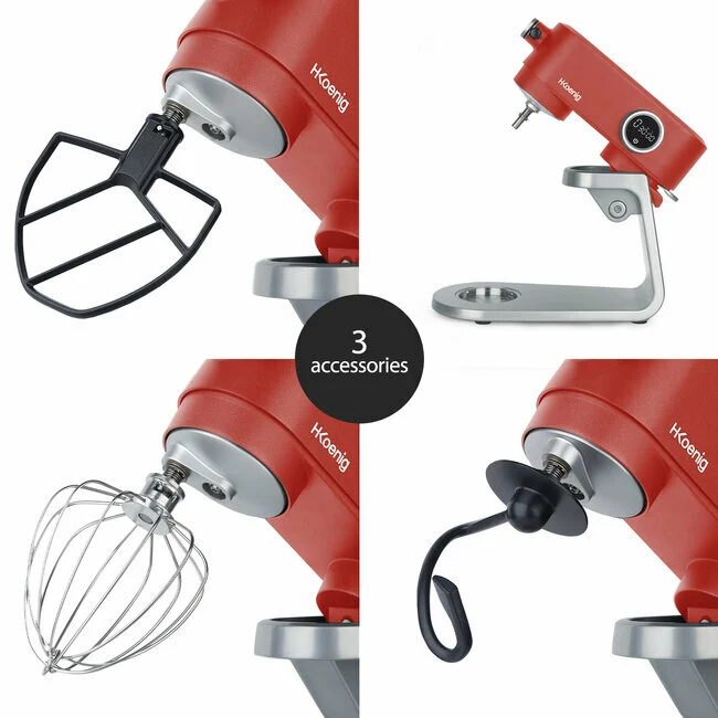 Ⓜ️🔵🔵🔵 H.Koenig KM124 - [📦🚨Spedizione immediata!🚚💨] Impastatrice planetaria PROFESSIONALE, colore ROSSO OPACO, robustissima TUTTA IN METALLO alto spessore, 5 lt