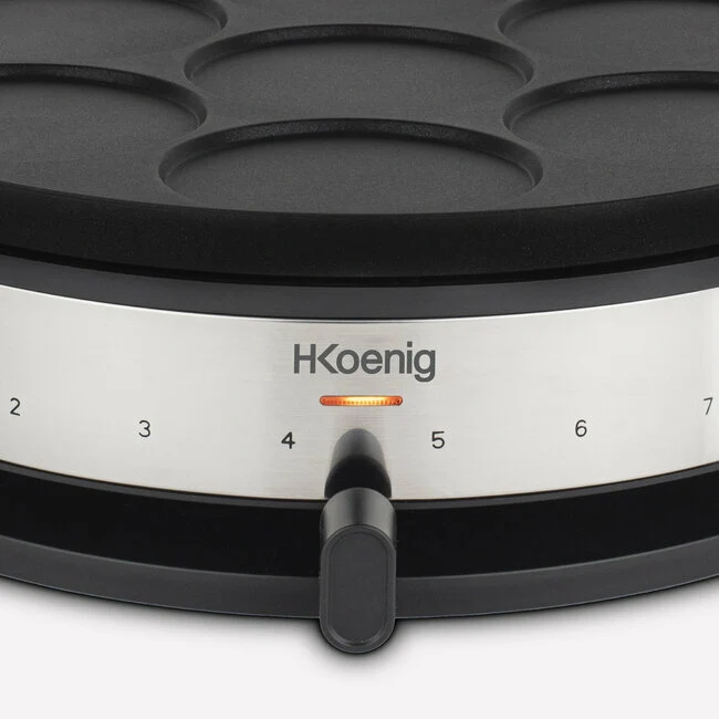Ⓜ️🔵🔵🔵 H.Koenig KREP56 - Crepiera con piastra reversibile, uno stampo crepe e l'altro con 7 formelle pancakes