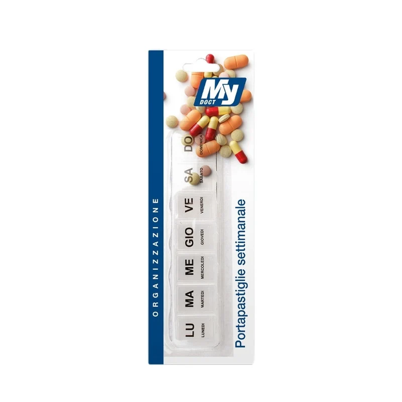 MyDoct Portapastiglie Settimanale Rettangolare 15X3X22 Cm