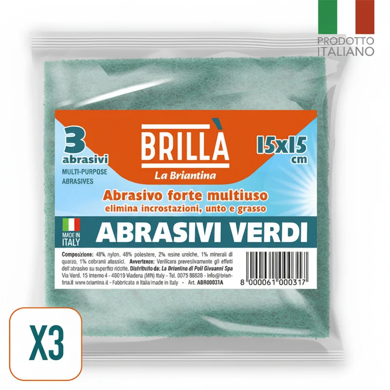 Brillà Abrasivi Verdi 3Pz 15x15 cm