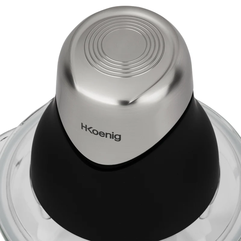 Ⓜ️🔵🔵🔵 H.Koenig LEO8 - [📦🚨Spedizione immediata!🚚💨] Tritatutto elettrico, ciotola in VETRO graduata da 1 litro, finitura nero opaco e cromato, LAME IN ACCIAIO INOX