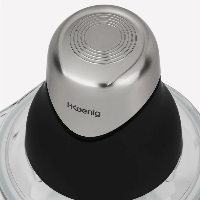 Ⓜ️🔵🔵🔵 H.Koenig LEO9 - [📦🚨Spedizione immediata!🚚💨] Tritatutto elettrico, 2 ciotole in VETRO graduate, finitura nero opaco e cromato, LAME IN ACCIAIO INOX