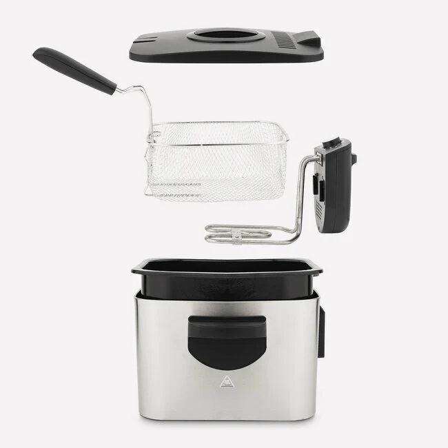 Ⓜ️🔵🔵🔵 H.Koenig DFX500 - Friggitrice elettrica, copro in ACCIAIO INOX, 3 litri, 2200 W, protezione anti-surriscaldamento