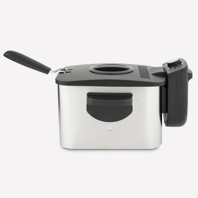 Ⓜ️🔵🔵🔵 H.Koenig DFX500 - Friggitrice elettrica, copro in ACCIAIO INOX, 3 litri, 2200 W, protezione anti-surriscaldamento