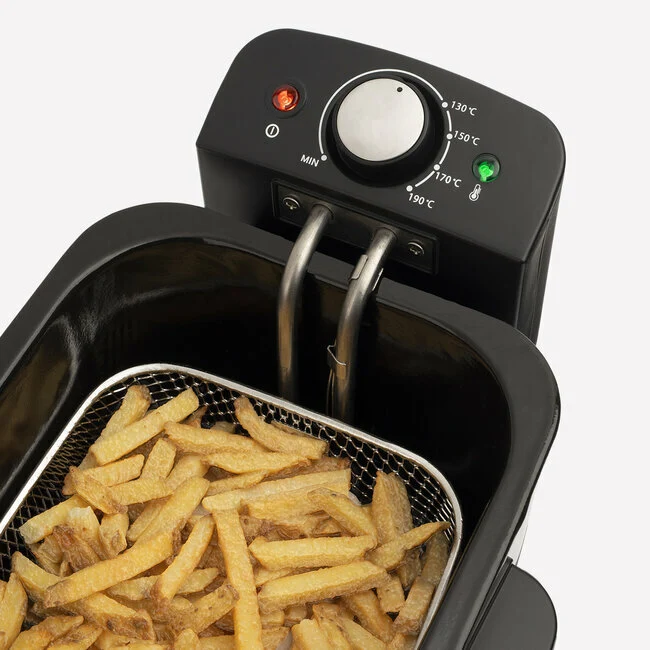 Ⓜ️🔵🔵🔵 H.Koenig DFX500 - Friggitrice elettrica, copro in ACCIAIO INOX, 3 litri, 2200 W, protezione anti-surriscaldamento
