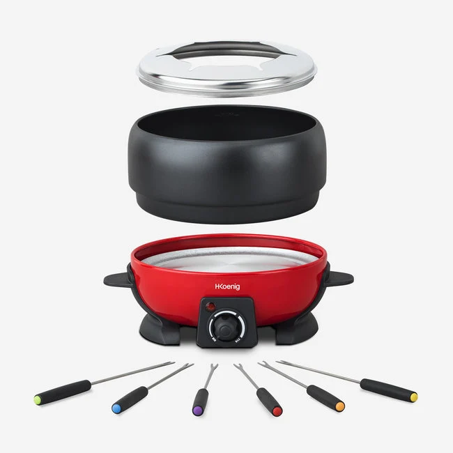 Ⓜ️🔵🔵🔵 H.Koenig ALP1800 - [📦🚨Spedizione immediata!🚚💨] Macchina per fonduta e bourguignonne CON SET di 6 FORCHETTE INCLUSE, 2 litri