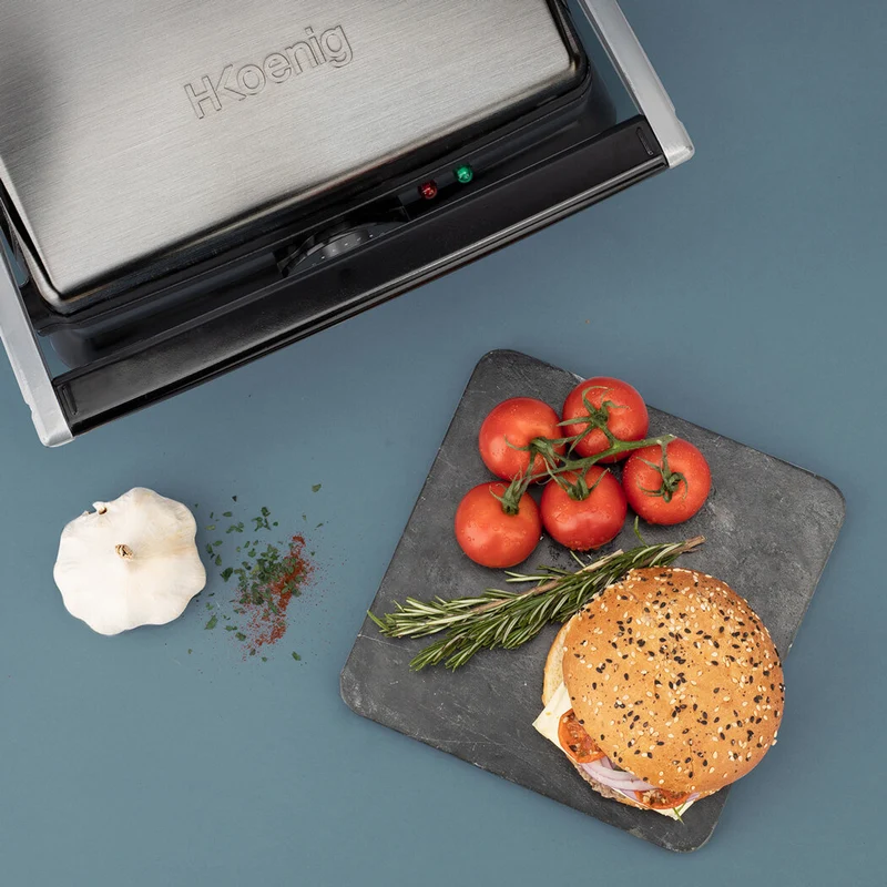 Ⓜ️🔵🔵🔵 H.Koenig GR20 - [📦🚨Spedizione immediata!🚚💨] Bistecchiera e grill INOX, apertura a 180 gradi