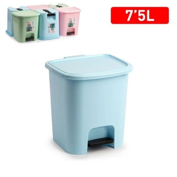 PlasticForte® Pattumiera A Pedale Cube 7.5L Colore Misto