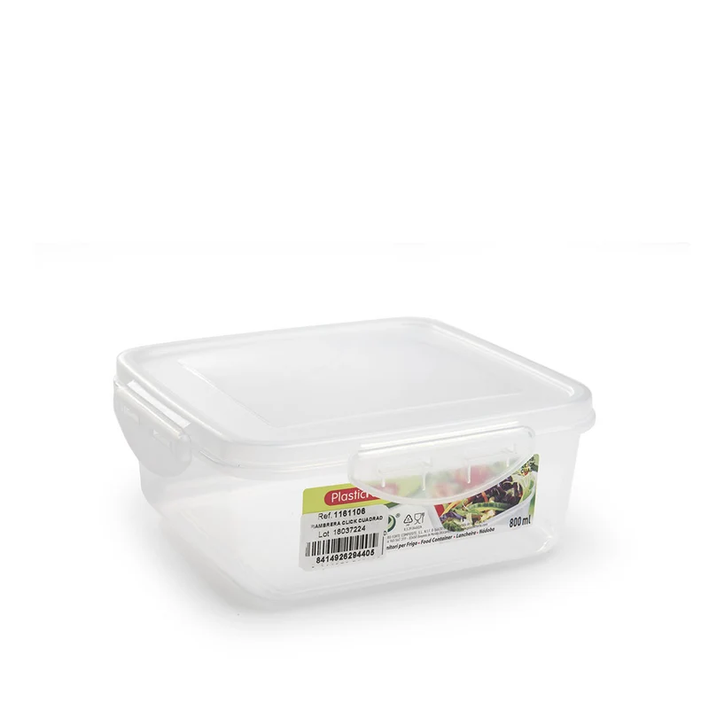 PlasticForte® Contenitore Quadrato Click 800Ml Trasparente