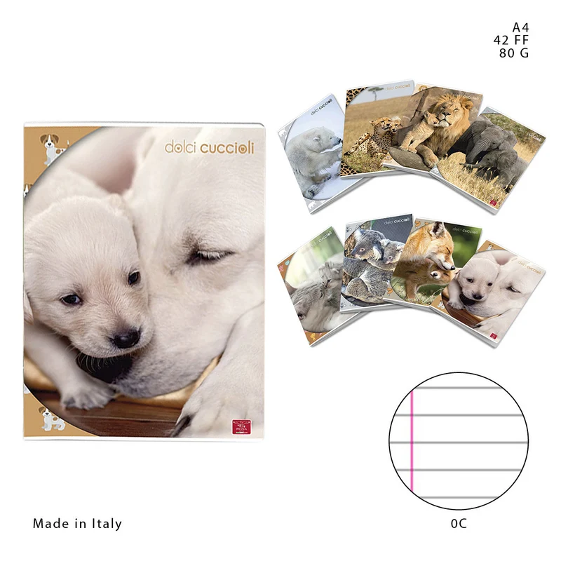Pigna Quaderno Maxi A4 42FF 80g 0C Dolci Cuccioli
