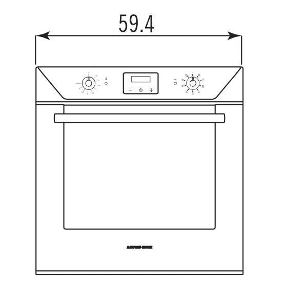 Ⓜ️🔵🔵🔵 Alpes F600 - Forno elettrico da incasso con timer touch control, largo cm 60, con camera di cottura smaltata, capacità 65 litri