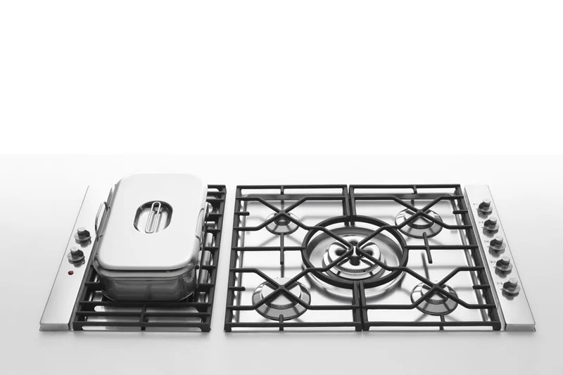 Ⓜ️🔵🔵🔵👌 Alpes 5641/GE-CL - Grill elettrico in acciaio inox con griglie in ghisa, incasso