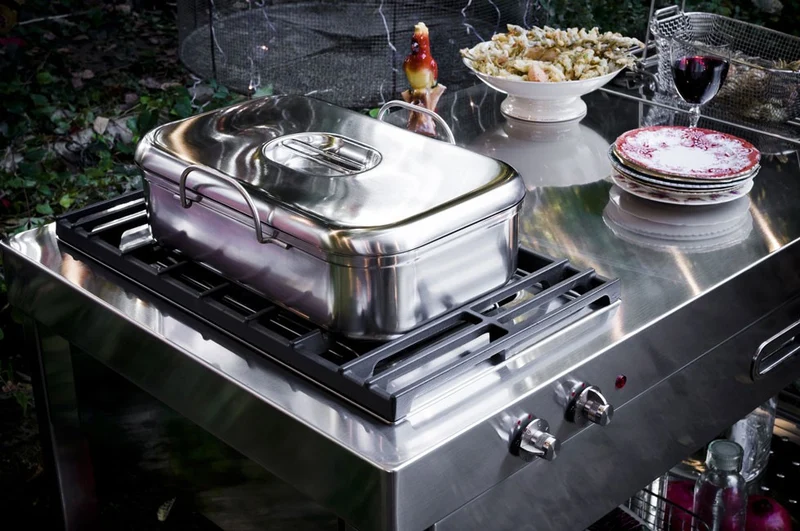 Ⓜ️🔵🔵🔵👌 Alpes 5641/GE-CL - Grill elettrico in acciaio inox con griglie in ghisa, incasso