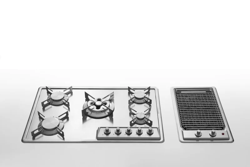 Ⓜ️🔵🔵🔵 Alpes F 530/GE - Grill elettrico da incasso semifilo, acciaio inox, con roccia lavica, profondità 51cm