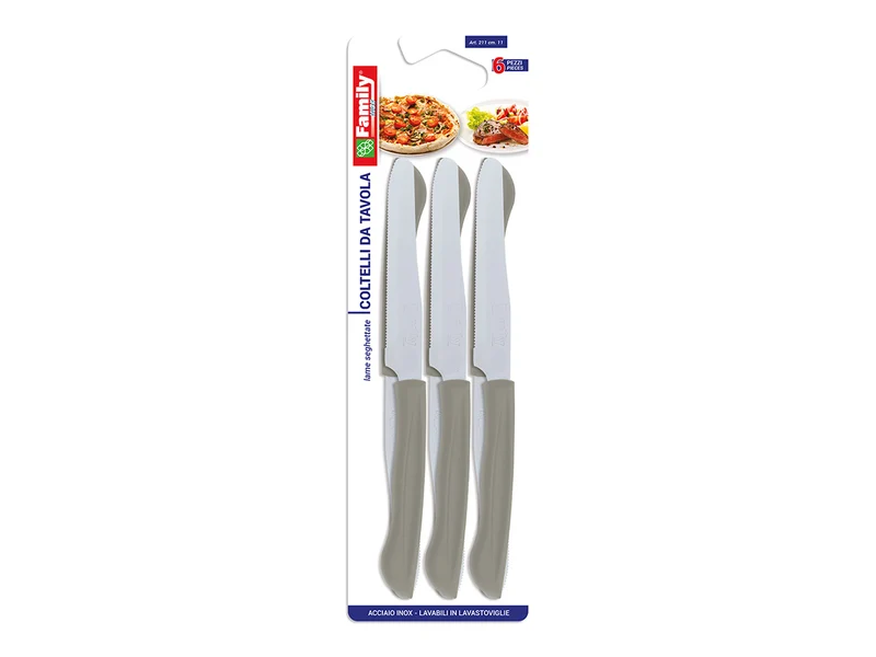 Coltello da tavola inox 11cm con manico tortora in confezione da 6 coltelli