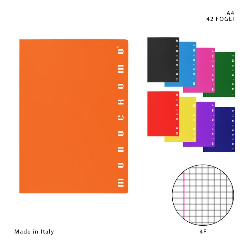 Pigna Quaderno Maxi Monocromo 42FF 4F 21X29.7Cm Assortito