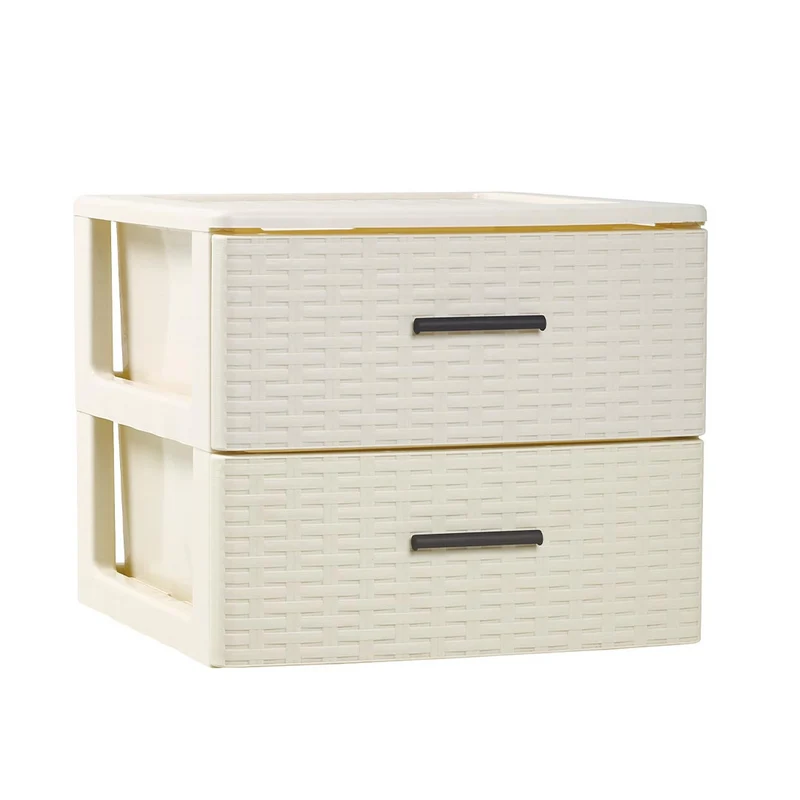 PlasticForte® Cassettiera Rin 2 Cassetti Rattan Avorio