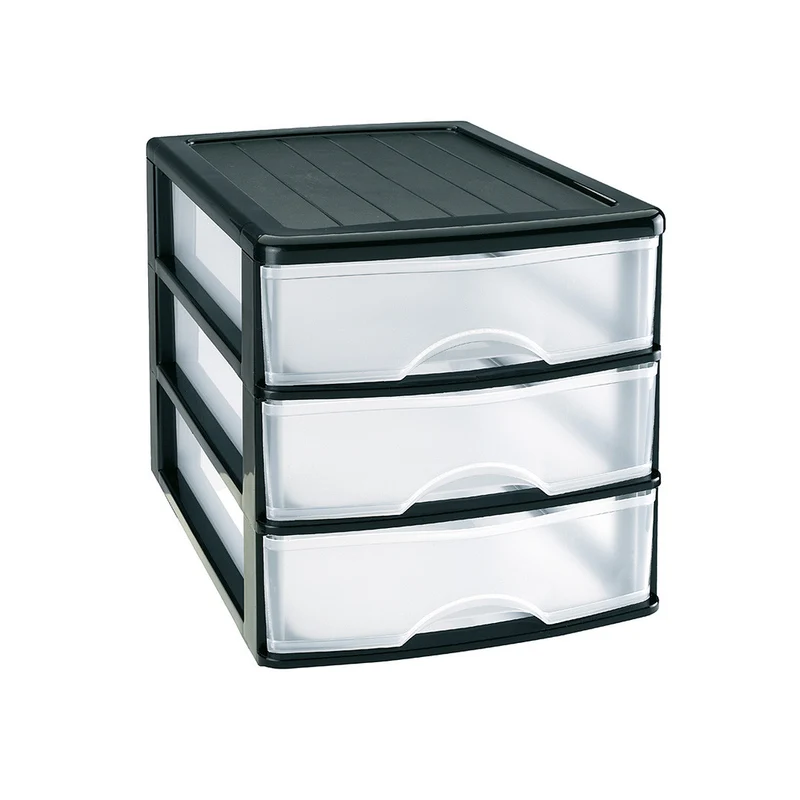 PlasticForte® Cassettiera Sobremesa 3 Cassetti Bassi