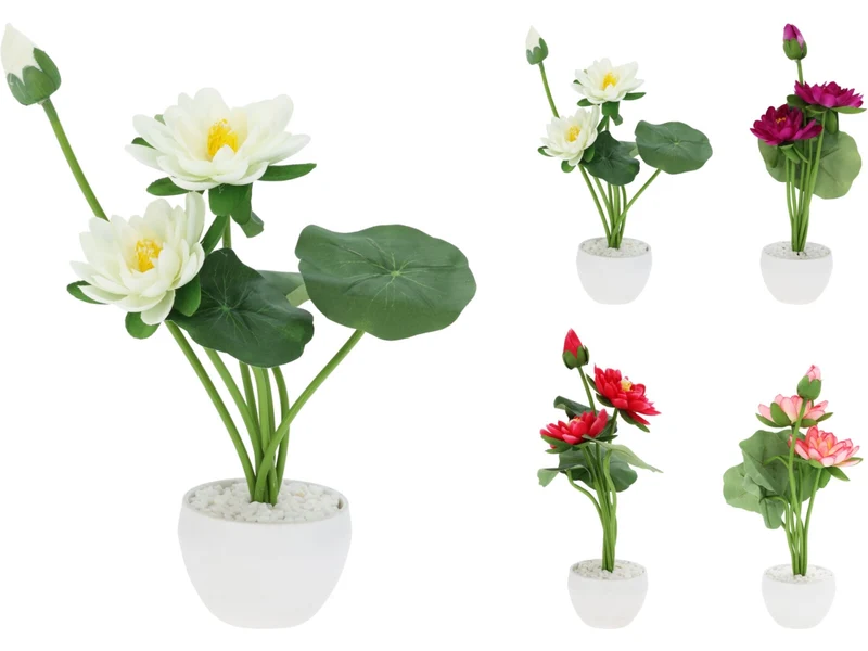 Vaso loto artificiale 32cm in colori assortiti