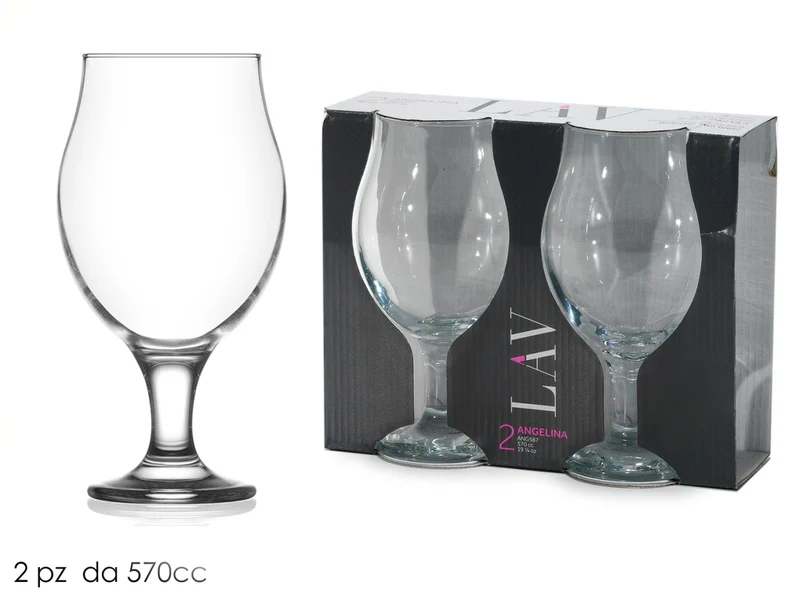 Bicchieri birra decoro angelina 570cc set di 2 pezzi