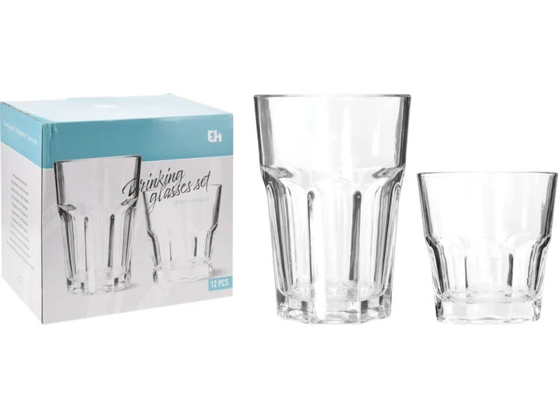 Set 12 Bicchieri da Cocktail in Vetro Trasparente - CapacitÃ 250 e 360ml