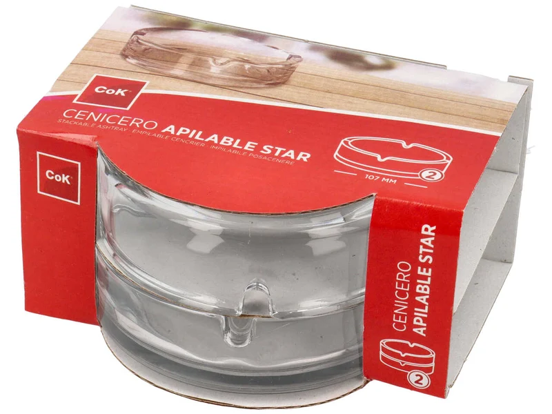 Posacenere impilabile in vetro trasparente confezione da 2, 10x3 cm - Cok