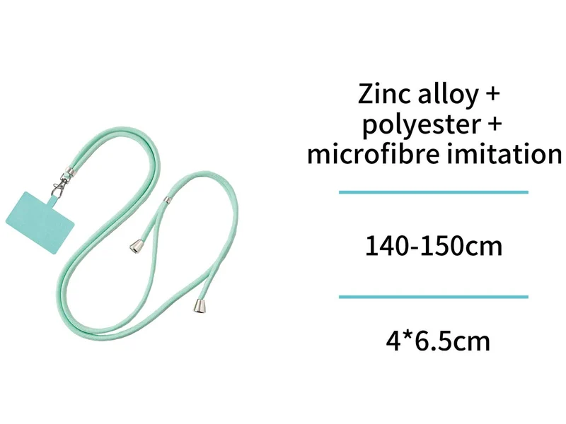 Cordino per cellulare regolabile in plastica e lega di zinco, 140-150cm, verde chiaro con fibbia singola