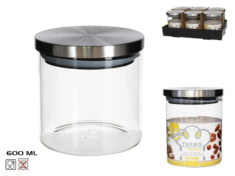Barattolo per cucina in pyrex moderno 600ml con coperchio in metallo - Kitchen&go