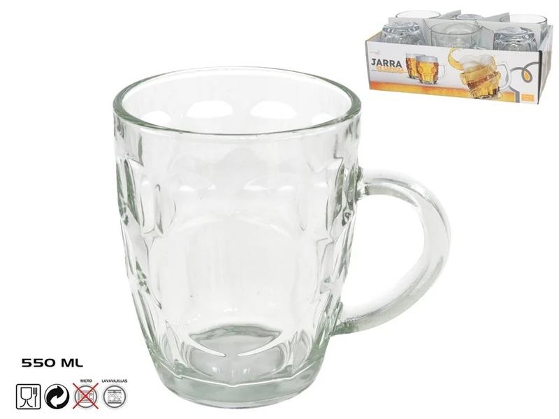 Bicchieri per birra in vetro 550ml trasparente, confezione da 6 bicchieri - Kitchen&go