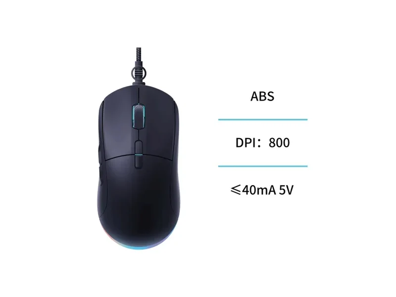 Mouse da gioco cablato con luce rgb, 7 tasti nero - lunghezza filo 1,8m - materiale abs - Unico