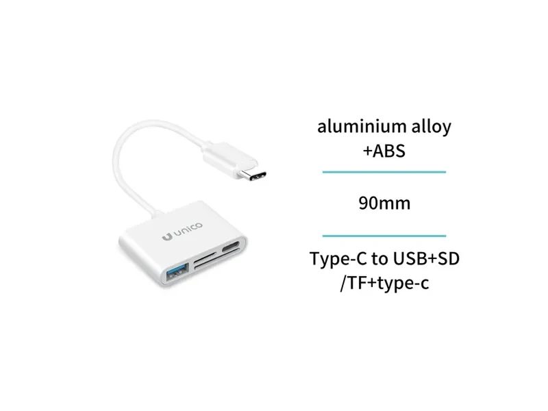 Docking stazione multifunzione 4in1 colore bianco, AD0298 - alluminio e abs - Unico