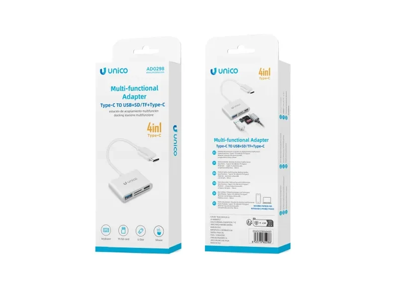 Docking stazione multifunzione 4in1 colore bianco, AD0298 - alluminio e abs - Unico