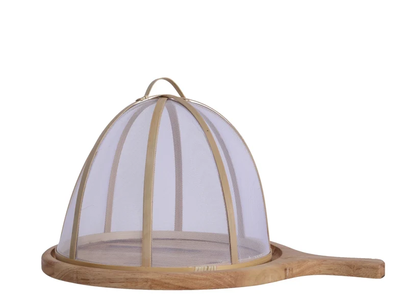 Tagliere Decorativo in Legno con Coprivivande e impugnatura, Design rustico, Legno d'Acacia e Bamboo - Kaemingk - 30x16cm