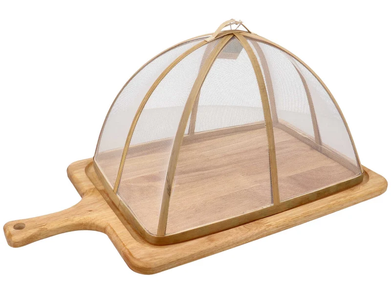 Tagliere in legno di acacia con coprivivande a rete - 50x28x25 spessore 2,5 cm - Kaemingk