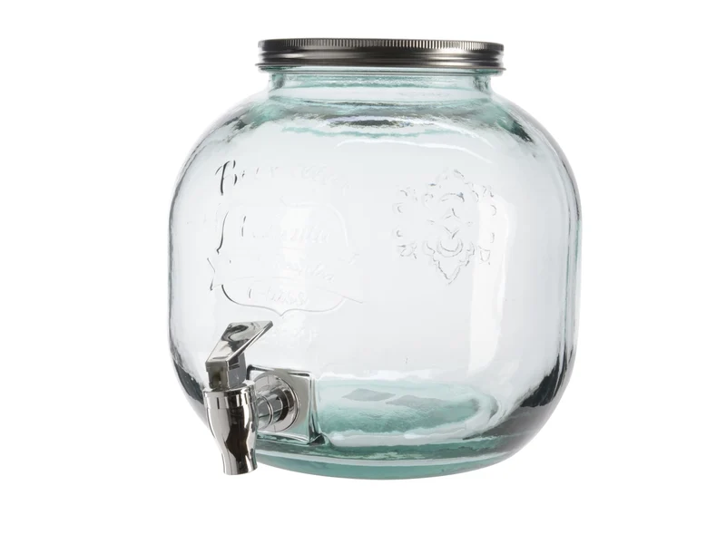 Barattolo con rubinetto per acqua in vetro riciclato h.24xd.23cm