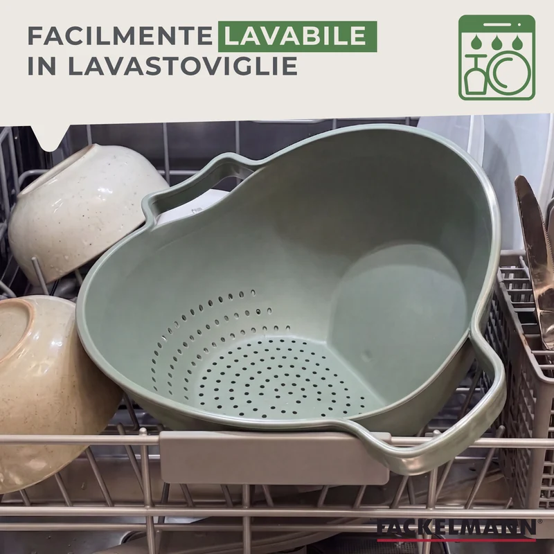 Colapasta 2 in 1 Ø22,5 cm in Plastica PP – Scolapasta da Appoggio Antiurto