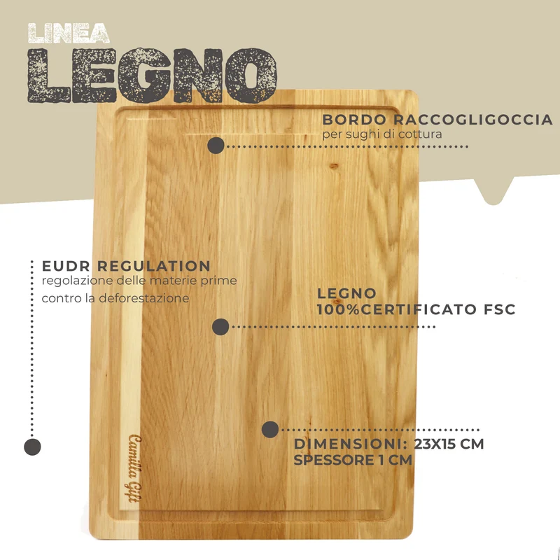 Tagliere in legno di frassino, 40x28x2 cm
