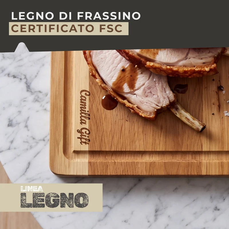 Tagliere in legno di frassino, 40x28x2 cm