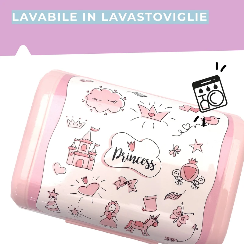 Set da 2 lunch box, design unicorno, 17,5 x 12 x 7 cm e 20 x 13 x 8,5 cm