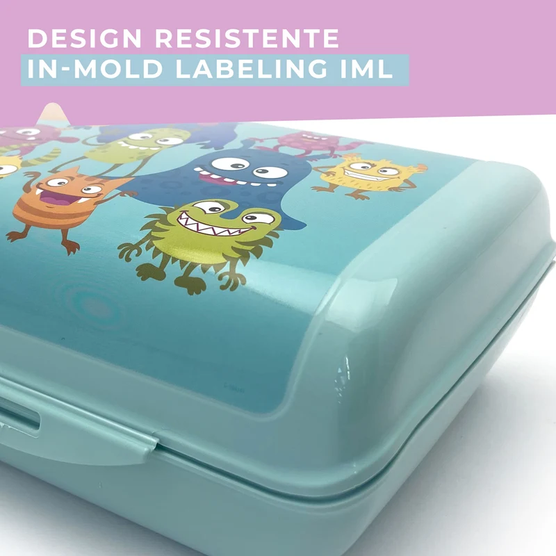 Set da 2 lunch box, design mostriciattoli, 13,5 x 12,5 x 8,5 cm e 17,5 x 12 x 7 cm