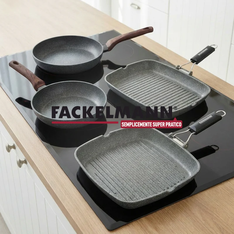 Set 2 padelle Ø24 e Ø28 cm, in alluminio riciclato forgiato, Linea Materia
