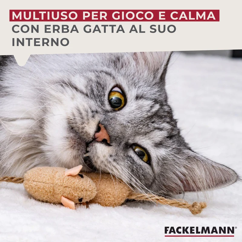 Giocattolo per gatti a forma di topolino in cotone, set da 3 pezzi