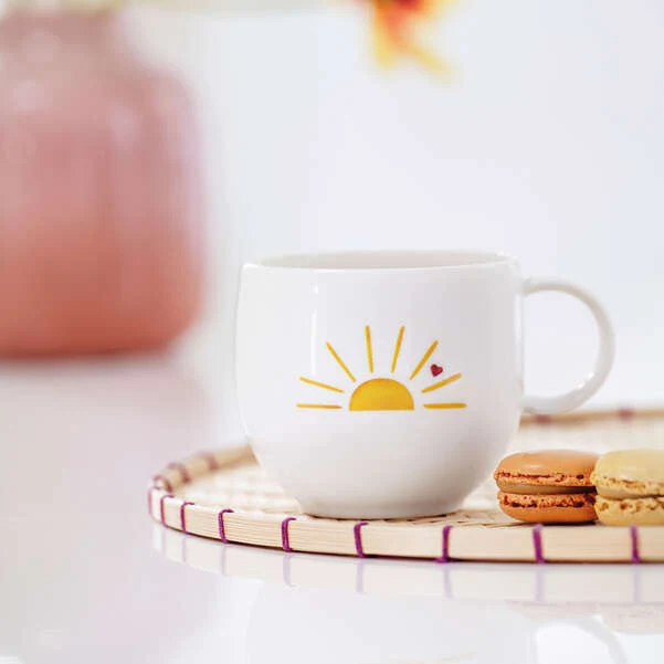 Hello sunshine, Tazza con manico bianca, 290 ml, Premium Porcelain